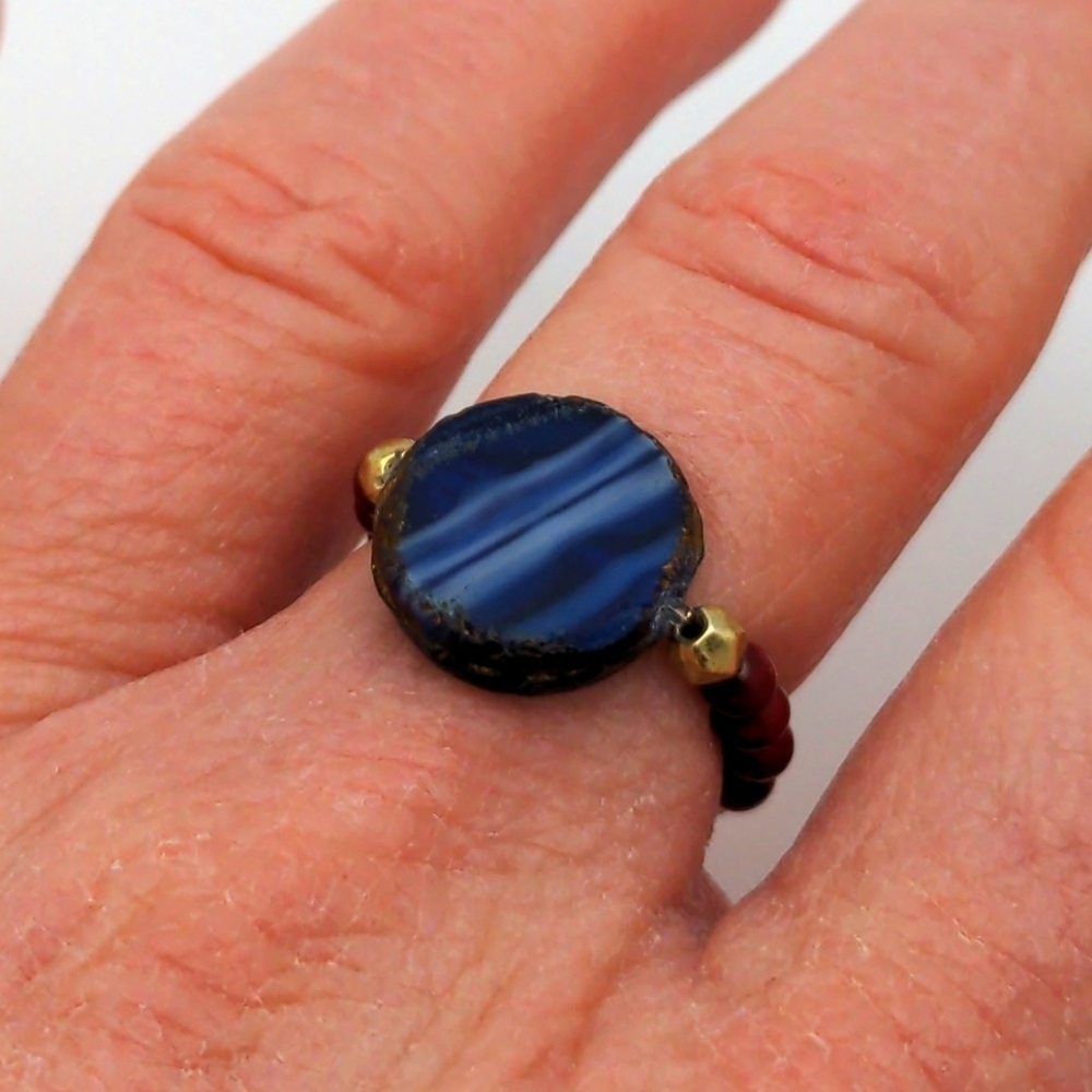 381MIDALANE Sapphire Blue Medallion Ring